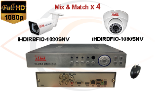 CCTV HD Security Camera System 5-in-1 1080p Standalone 4 Port DVR w/ 1080p HD Coax Cameras